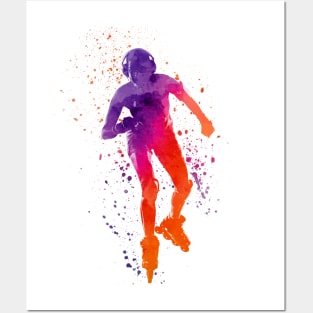 Inline skater man in watercolor Posters and Art
